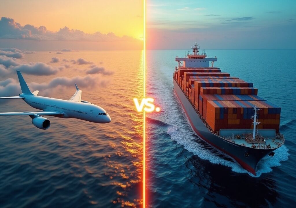 China to US Shipping Transit Times  for Ocean vs air alicouriers