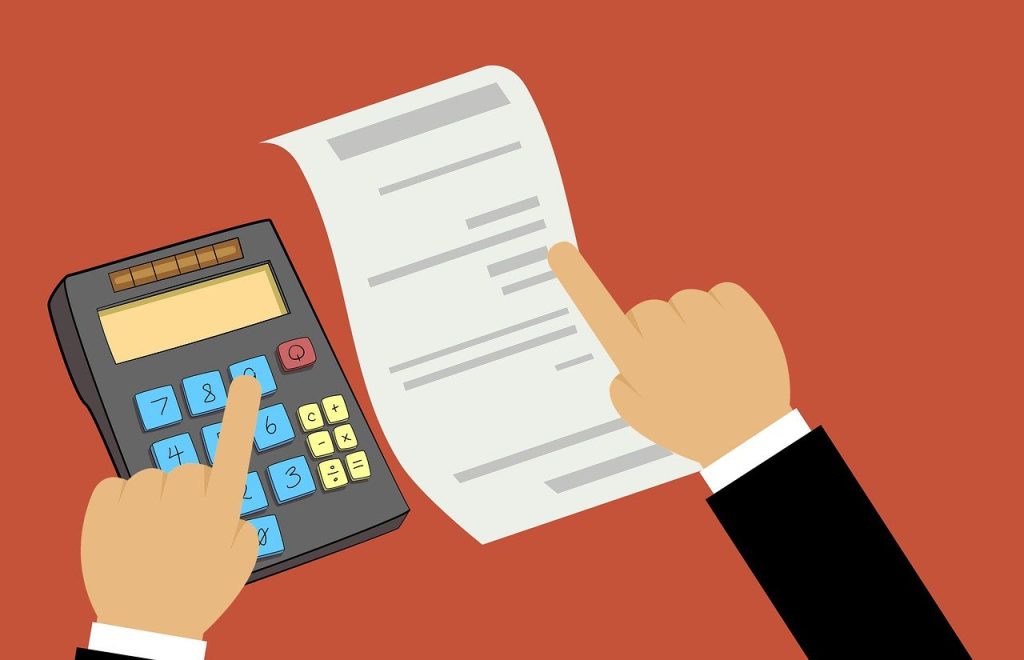 Australia Biosecurity Costs: What Alibaba Buyers Must Budget for Clearance 4 A flat vector illustration of two hands in business suits using a calculator and pointing at a document, representing financial planning to Plan Your Budget.