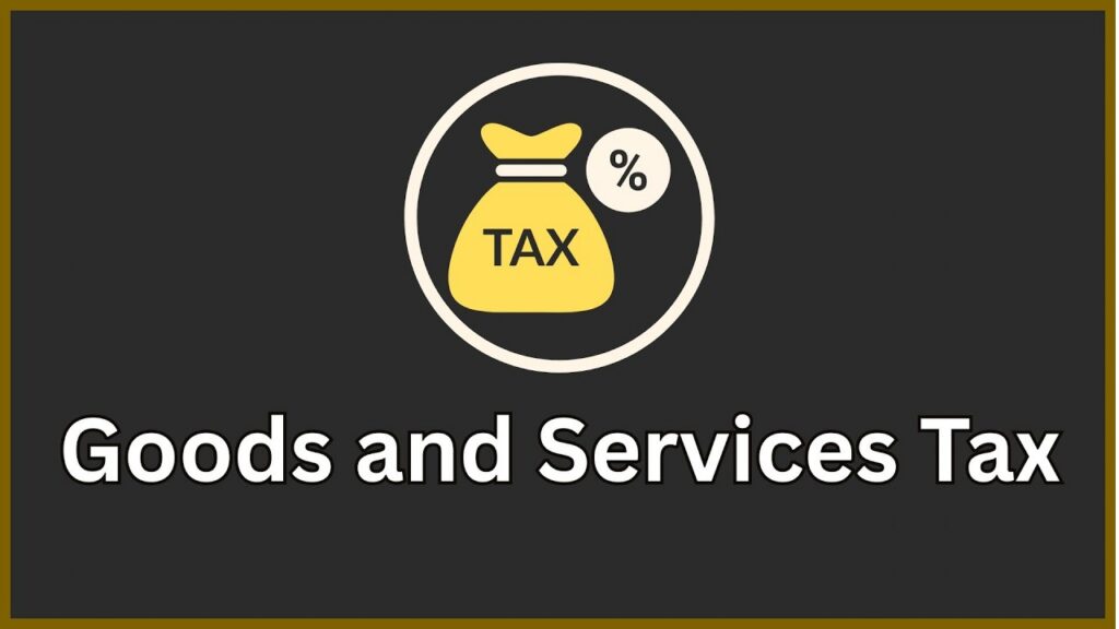 Australia Shipping Modes: Sea vs Air with AUD 1,000 Threshold 3 A dark gray graphic with a yellow tax bag icon and a percentage sign, featuring the text "Goods and Services Tax" below, representing Australian GST.